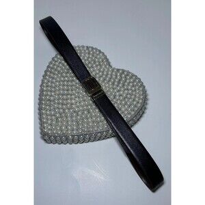 Pierre Cardin Belt Women’s One Size Black Leather Gold Tone Buckle Dress Formal